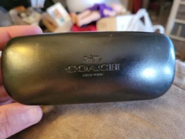 COACH Blk Leather Hard Sunglass Case Embossed Top "Coach New York" Luxottica -A2 - $16.82
