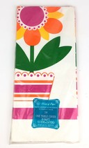 VTG Paper Table Cove 54&quot; x 93&quot; Made in USA Bright Potted Flowers House of Papers - £16.61 GBP