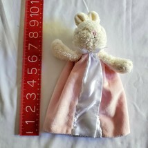 First Friends Pink White Satin Rabbit Security Blanket Pacifier Holder 9.5&quot; - $34.64