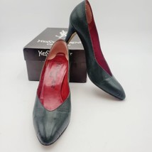 Vtg YVES SAINT LAURENT Green Python Triboo Heels Pumps Sz 6.5 Made In Italy - $65.44