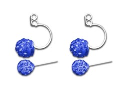 Women Fashion Silver Plated Shiny Crystal Ball Stud Earrings assorted Colors - £0.79 GBP