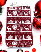 Stof France Winter Table Runner Red White Stags Hearts Quilted 20X72&quot; Christmas - £61.85 GBP