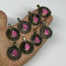 84g, 8pcs, Turkmen Coins Jeweled Synthetic Pink Tribal @Afghanistan, B14533 - £6.39 GBP