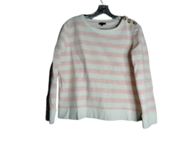 Talbots Pink White Striped Button Shoulder Pullover French Terry Blouse ... - £15.67 GBP