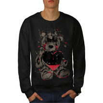 Wellcoda Teddy Bear Love Hurt Mens Sweatshirt, Blood Casual Pullover Jumper - £24.11 GBP+