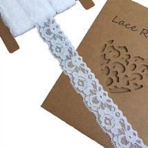 Lace Realm 1.2 Inch Wide White Stretch Floral Pattern Lace Ribbon Trim For Sewin - £15.92 GBP