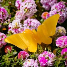 Lucite Translucent Butterfly Scarf Holder Clip Slide Marbled Yellow Mid Century - $24.74