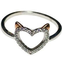 Sterling Silver Cat Heart Ring - Charmed Aroma Size 6.75 - $25.00