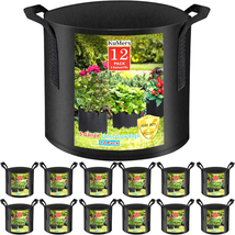 12 Pack Grow Bags 5 Gallon, 300G Heavy Duty Thickened Non-Woven Plant Ba... - $29.80