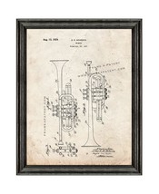 Trumpet Patent Print Old Look with Black Wood Frame - $24.95+