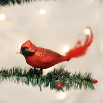 Old World Christmas Large Red Cardinal CLIP-ON Glass Christmas Ornament 18009 - £14.29 GBP