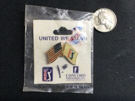 2001 United We Stand PGA Golf Tour &amp; American Flag Gold Tone Lapel Pin G... - $14.83