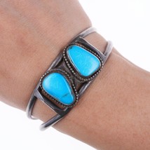 6&quot; Vintage Sterling and turquoise Native American cuff bracelet - £113.68 GBP