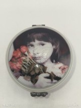 Vintage 1997 Enesco Trinket Pill Jewelry Box Little Girl Roses Ceramic Hinged  - £11.83 GBP