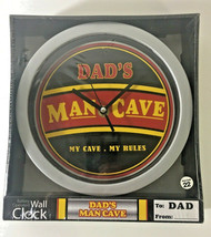 Dad&#39;s man cave wall clock MY Cave My Rules black red yellow silver 7.5&quot;  #4604 - £15.91 GBP