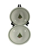 Vintage Bowls Stoneware Christmas Tree Lot 2 Vegetable Serving 9.25&quot; Hol... - £22.66 GBP