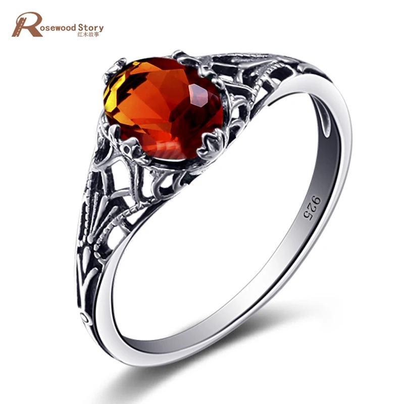 Top Quality 925 Sterling Silver Rings for Women Handmade Spinner Brown Stone Amb - £38.90 GBP
