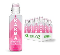 Karma Wellness Probiotic Water, Strawberry Lemonade, 18 fl oz (Pack of 12) - $856.45 MXN