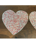 Cupcakes &amp; Cashmere Beaded Heart Shaped Charger Placemat New 15” Red Silver - £23.58 GBP