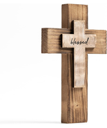 Wall Wooden Christians Cross Spiritual Religious Cross Gifts with Hook - $26.25 CAD