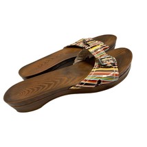 Dr Scholls Womens Size 11 Striped  Slip on Slide Shoes Buckle Faux Wood Look Adv - £17.89 GBP
