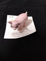 Hagen Renaker Brother Pink Pig Figurine Miniature New Made in USA 1986 on card - $9.50