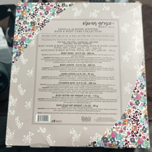 Olivia Grace Vanilla Almond Bath & Body 7pc Argan Oil & Shea Butter  Infused NIB Item image 2