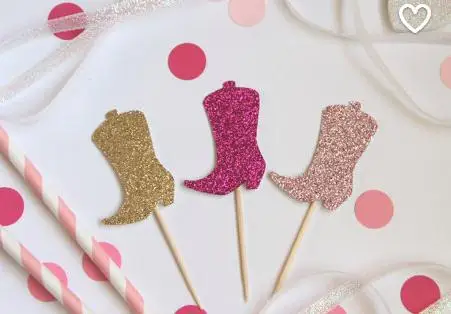 Glitter boots Cupcake Toppers girl/boy/Western/Country themed Birthday/Shower/Pa - £92.50 GBP