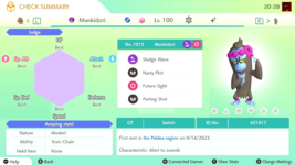 ✨Shiny Munkidori Max Ivs Evs New Pokemon Teal Mask Dlc Shiny Locked Legends✨ - £3.07 GBP