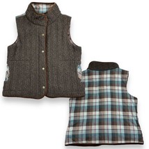 Pendelton Women’s Vest Size XL Lambswool Brown Front Green Plaid Wool Back - $34.64
