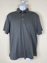 PGA Tour Men Size M Gray Knit Airflux Polo Shirt Short Sleeve Solid - $6.75