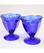 Vintage Cobalt Blue Glass Sundae Dishes Anchor Hocking Set Of 2 Rich Blu... - $15.91 CAD