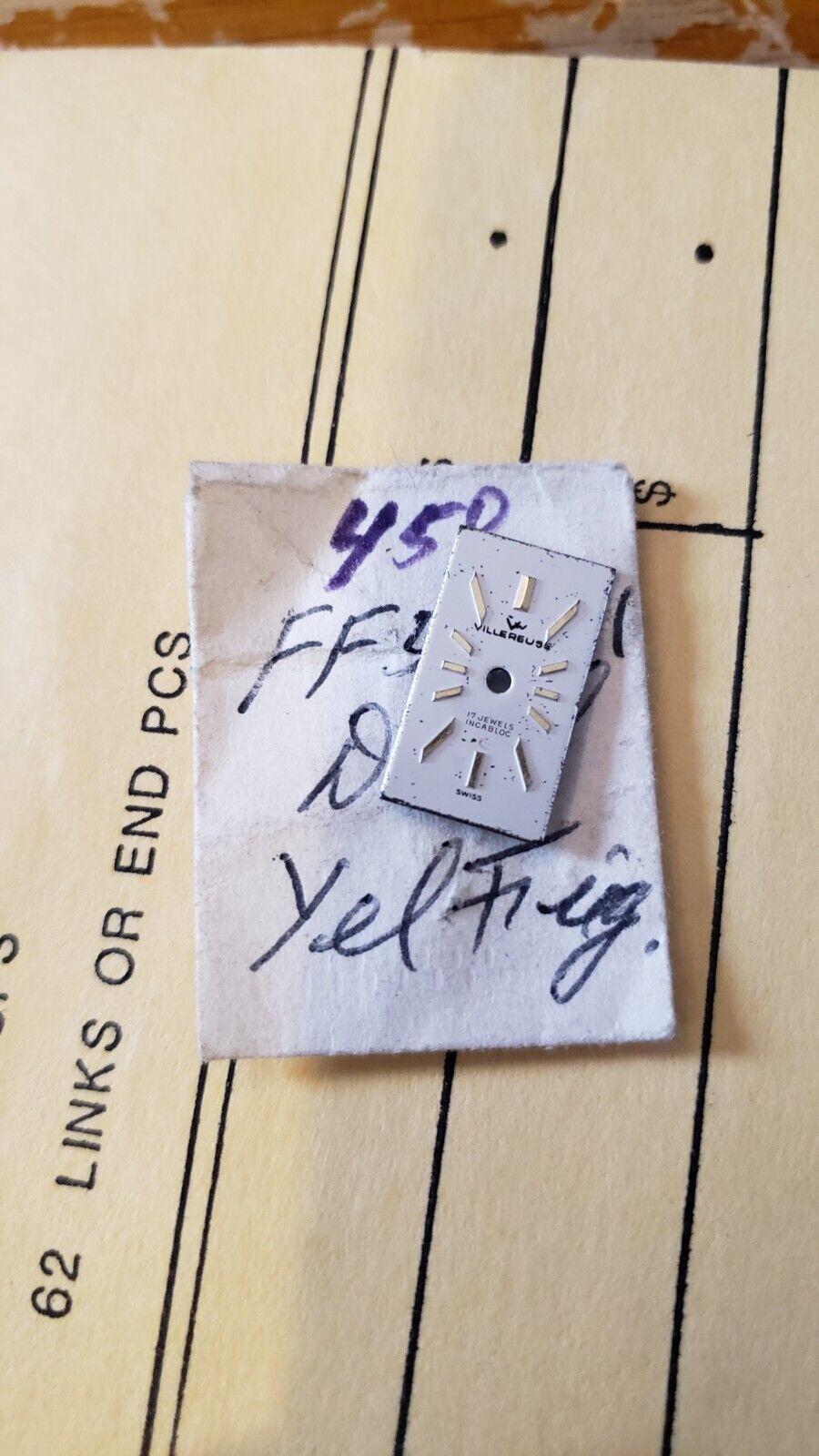 RARE 1930&#39;s 40&#39;s Vintage Watch Villereuse Dial White Gold Rectangle 9mm ... - $20.17
