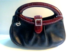 BRIGHTON Bag Black Leather and Brown Croc Pattern Leather - $39.59