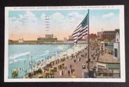 Million Dollar Pier Atlantic City Crowded Boardwalk Flag NJ Postcard c1930s - £4.78 GBP