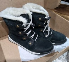 New  Woman&#39;s Sorel Whitney II Black Suede Lace-up Winter Boots SZ 6 WITH... - $68.81