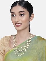 Gold Tone Multi Layers Classy Pearls Necklace For Women Kundan Jewelry Set - £17.48 GBP