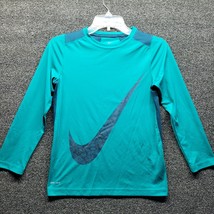 Nike Little Boys Long Sleeve Dri-Fit T-Shirt Teal Green Check Sz M - £8.41 GBP