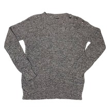 Michael Stars Marled Knit Crewneck Sweater Button Shoulder Gray SC645 - ... - £22.42 GBP