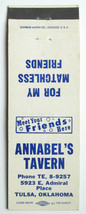 Annabel&#39;s Tavern - Tulsa, Oklahoma Restaurant 20 Strike Matchbook Cover OK Match - £1.56 GBP