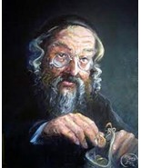 JEWISH MAN COUNTING COINS - FRAMED PICTURE ( good luck charm ) 4x6 - $9.49