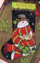 DIY Dimensions Snowman and Bear Snow Christmas Needlepoint Stocking Kit 09151 - £38.11 GBP
