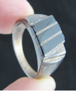 men&#39;s VINTAGE sterling silver ring SIZE 11 black onyx 5.4g USA ESTATE SALE - £40.42 GBP
