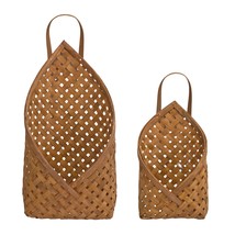 Basket Wall Pocket (Set of 2) 7&quot;L x 12.25&quot;H, 9.25&quot;L x 19&quot;H Bamboo - £68.25 GBP