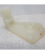 Vintage Natural Stone Carved Tiki Aztec Myan Totem on Small Ashtray White - $17.58 CAD