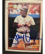Tony Gwynn Hand Signed Baseball Card Autographed San Diego Padres Auto HOF - $48.02 CAD