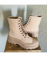 FREE PEOPLE Camp Out Canvas Combat Boot, Natural, Tan/Pink, Size 9, NWT - $190.22 CAD