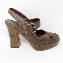 Frye Womens Dark Brown Leather &#39;Goldie&#39; Slingback Heel Sandals, Size 8 - £30.92 GBP
