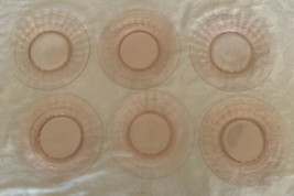 Hocking Glass 1930&#39;s Pink Depression BLOCK OPTIC 8&quot; Luncheon Salad Plates - £18.02 GBP