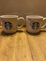 2-Starbucks 2013 Holiday Christmas Coffee Tea Latte Mugs  Cup 14oz Gold White - £16.84 GBP